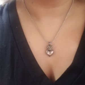 925 silver necklace a beautiful heart with a crown